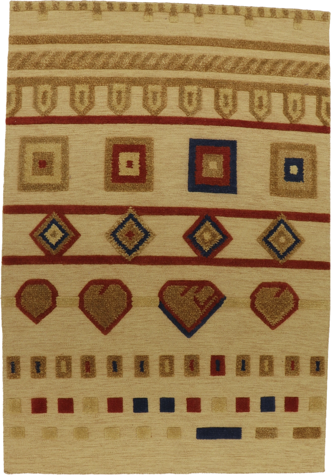 W 6.2 L 9 Modern 100% Wool Hand-Woven All-Over Design - 65521