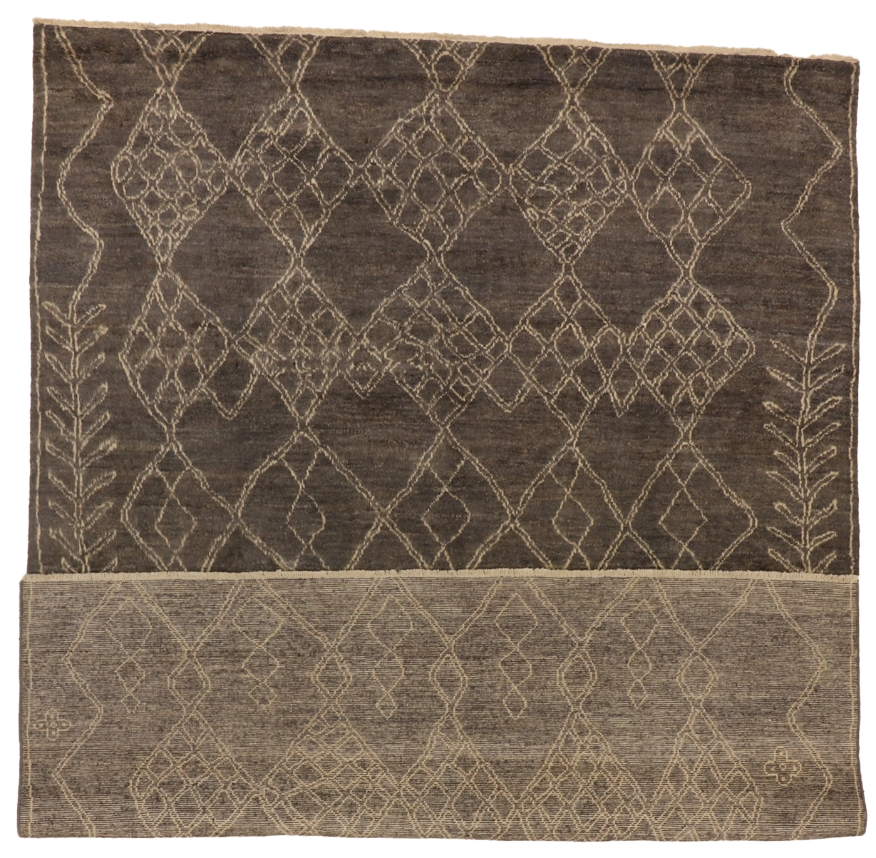 W 8 - L 10.3 - Moroccan Wool Contemporary Rectangle - Finest Hand-Knotted Quality Wool - 65537
