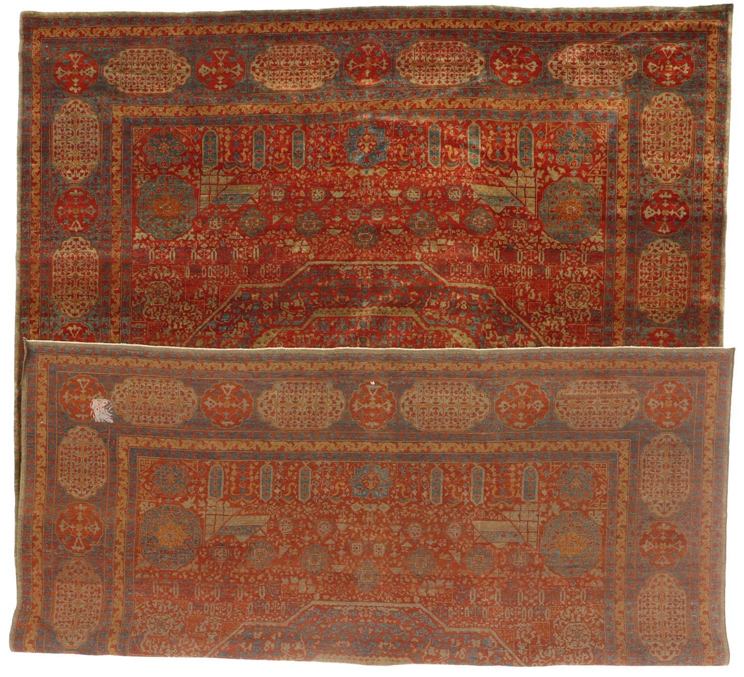 W 10 - L 13.8 - Serapie Wool All Over Rectangle - Finest Hand-Knotted Quality Wool - 65544
