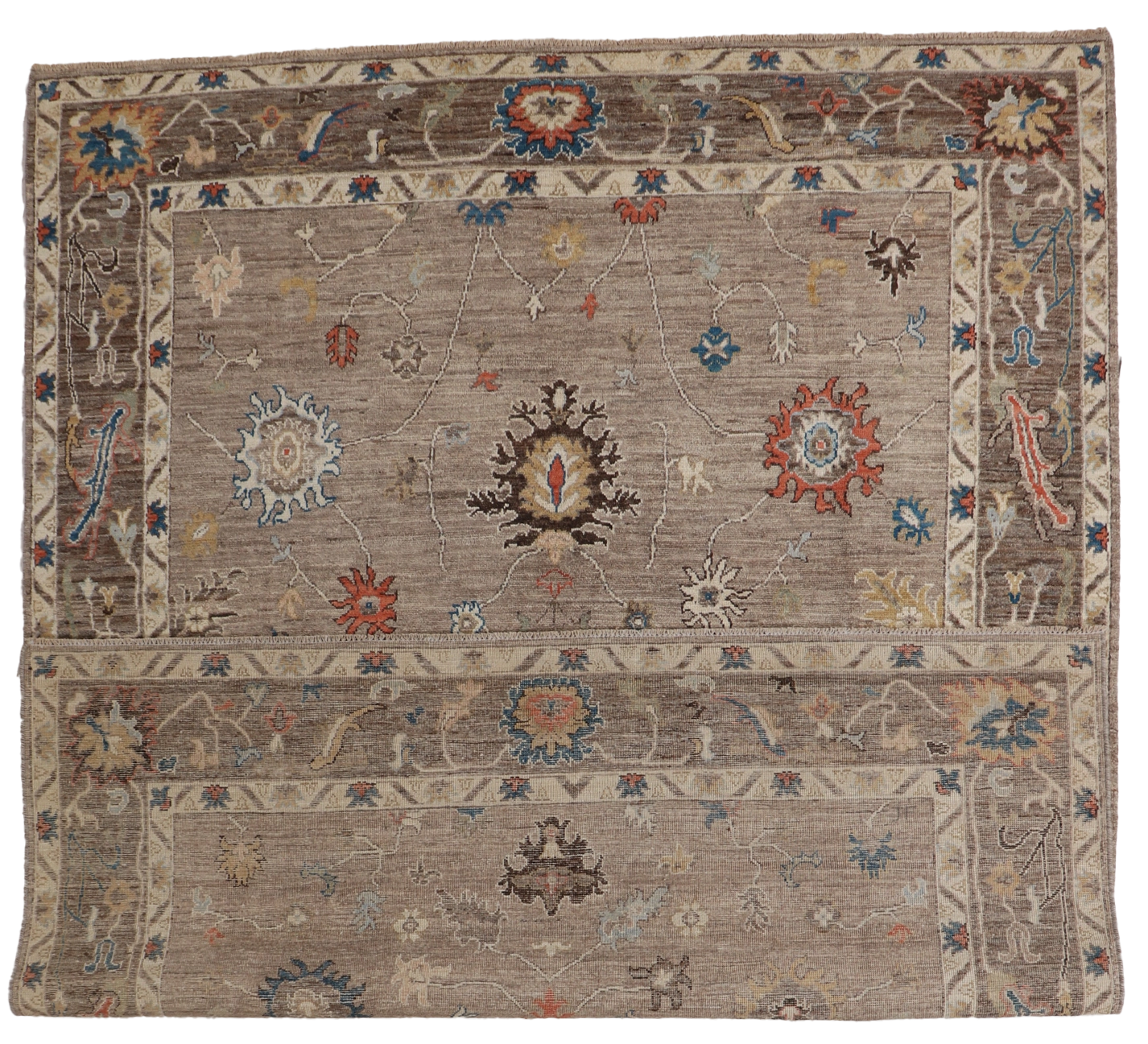 W 8 - L 10 - Oushak Wool Transitional Rectangle - Finest Hand-Knotted Quality Wool - 65559