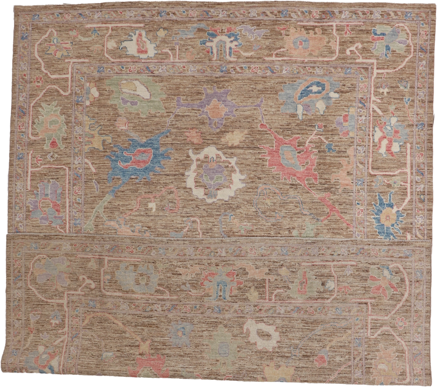 W 8.1 - L 10 - Oushak Wool Transitional Rectangle - Finest Hand-Knotted Quality Wool - 65562