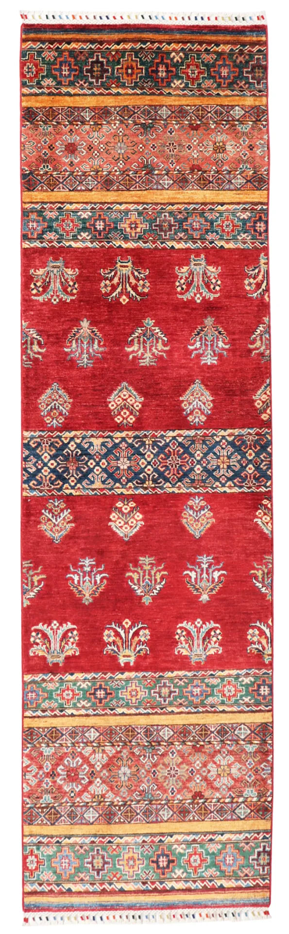 W 2.9 L 9.8 Baluch Runner 100% Wool Hand-Woven All-Over Design - 65567