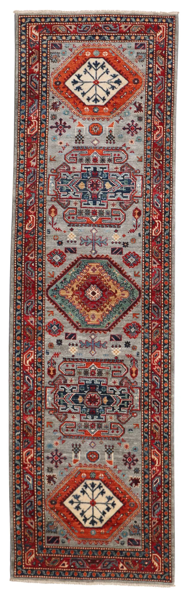 2.9 x 9.7 - Karajeh Fine/Wool All Over Rectangle - Finest Hand-Knotted Quality Wool — 65570