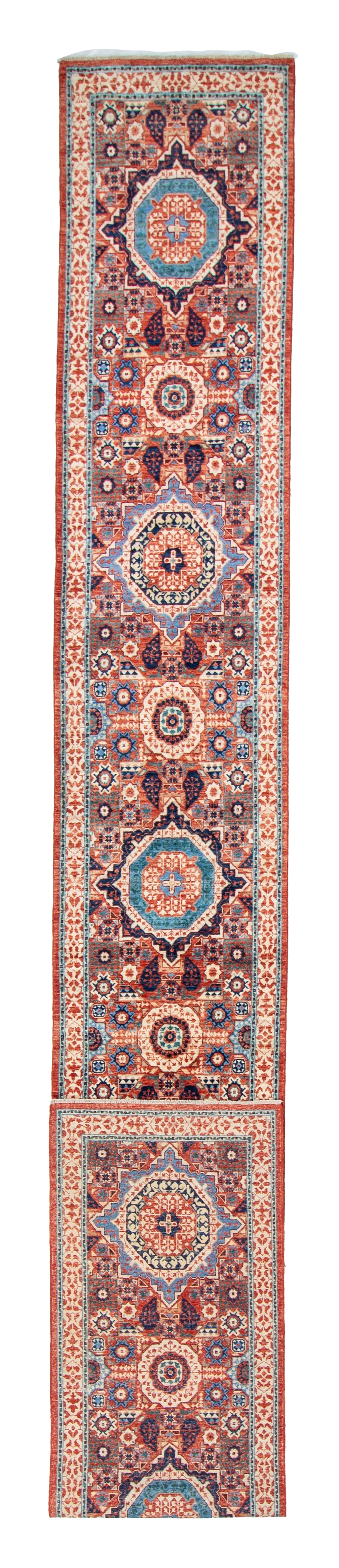 W 2.7 L 20.7 Heriz Runner 100% Wool Hand-Woven All-Over Design - 65571