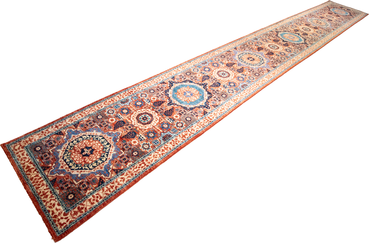 W 2.7 L 20.7 Heriz Runner 100% Wool Hand-Woven All-Over Design - 65571