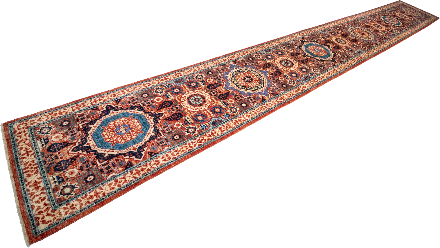 W 2.7 L 20.7 Heriz Runner 100% Wool Hand-Woven All-Over Design - 65571
