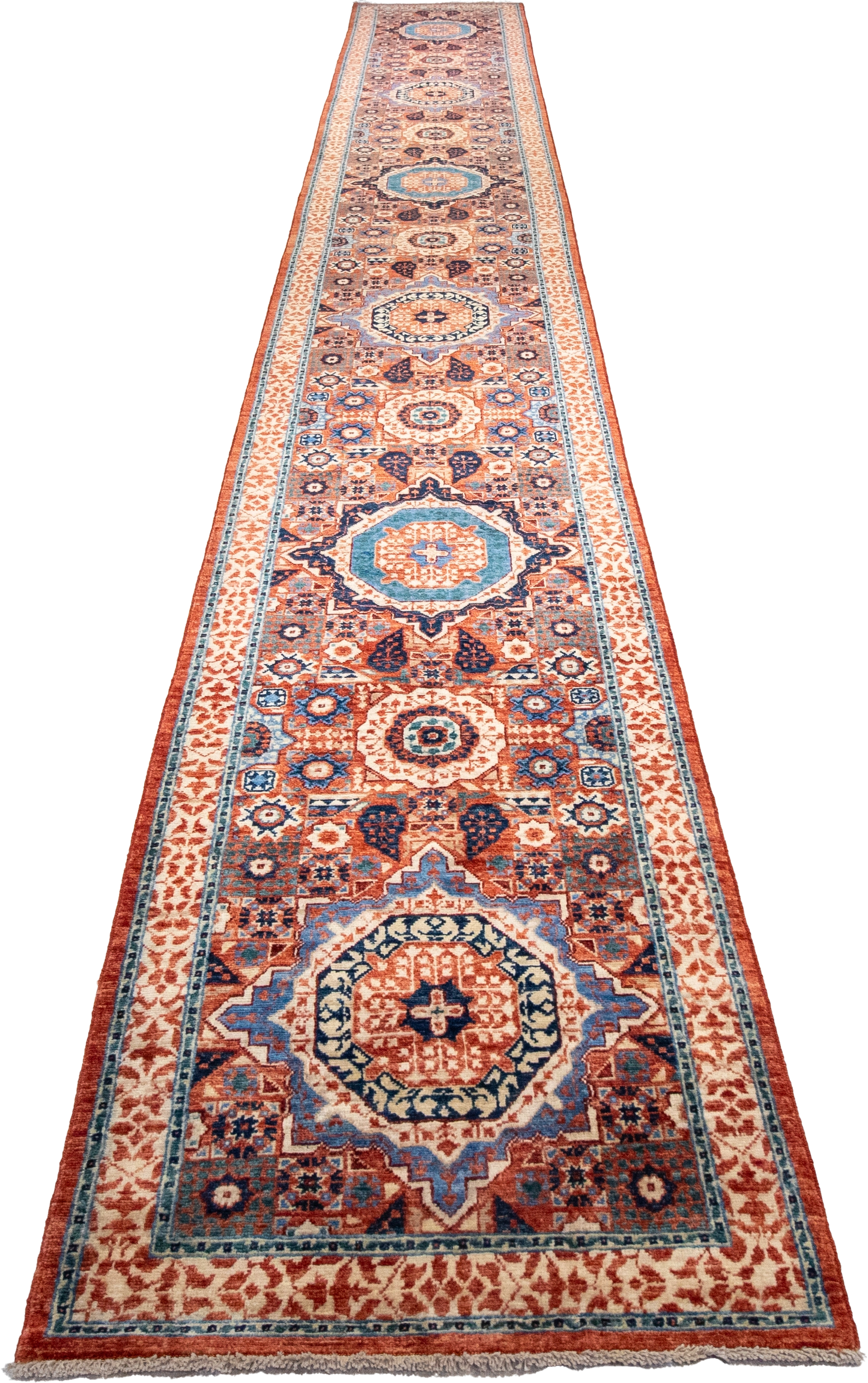 W 2.7 L 20.7 Heriz Runner 100% Wool Hand-Woven All-Over Design - 65571