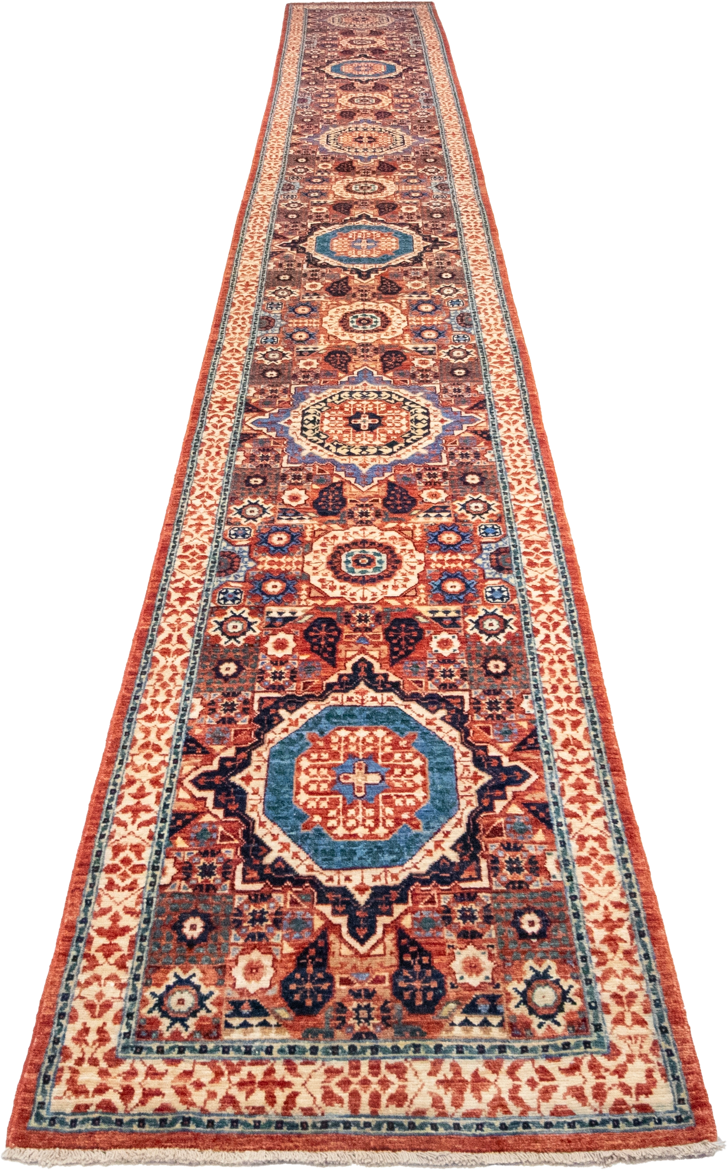 W 2.7 L 20.7 Heriz Runner 100% Wool Hand-Woven All-Over Design - 65571
