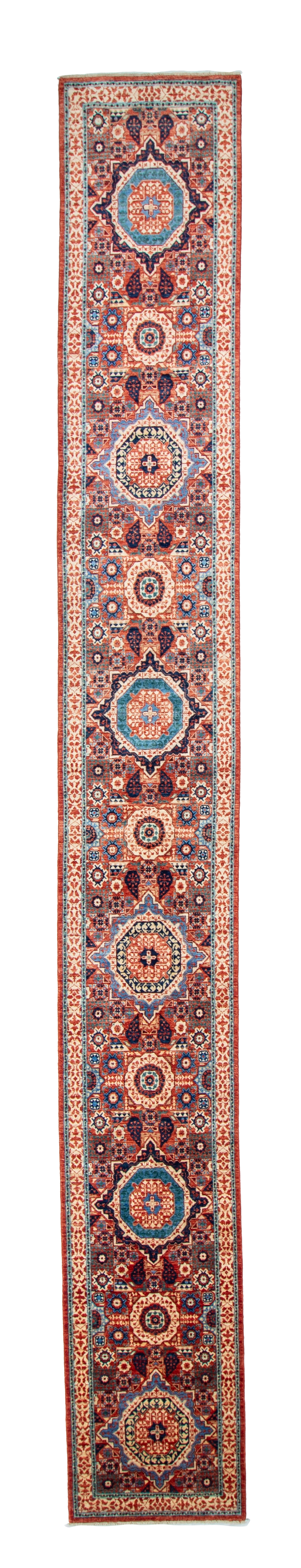 W 2.7 L 20.7 Heriz Runner 100% Wool Hand-Woven All-Over Design - 65571