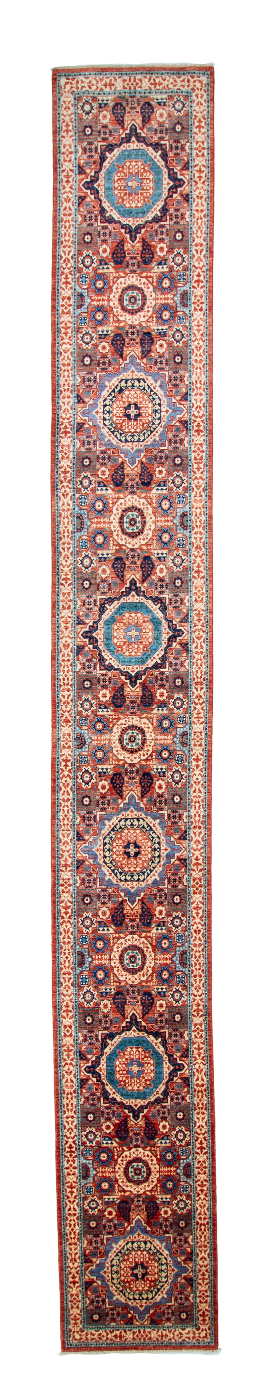 W 2.7 L 20.7 Heriz Runner 100% Wool Hand-Woven All-Over Design - 65571
