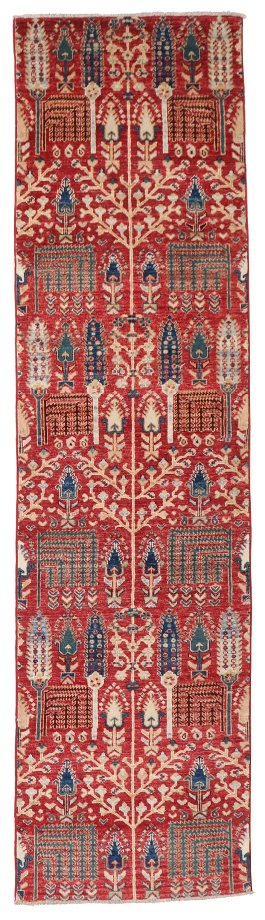 2.7 x 9.8 - Tree of Life Fine/Wool All Over Rectangle - Finest Hand-Knotted Quality Wool — 65572