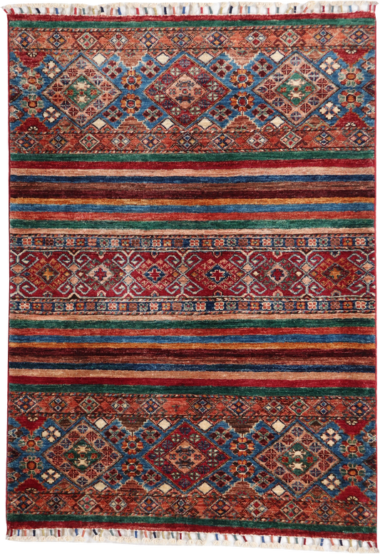 W 3.6 L 4.10 Baluch 100% Wool Hand-Woven All-Over Design - 65576
