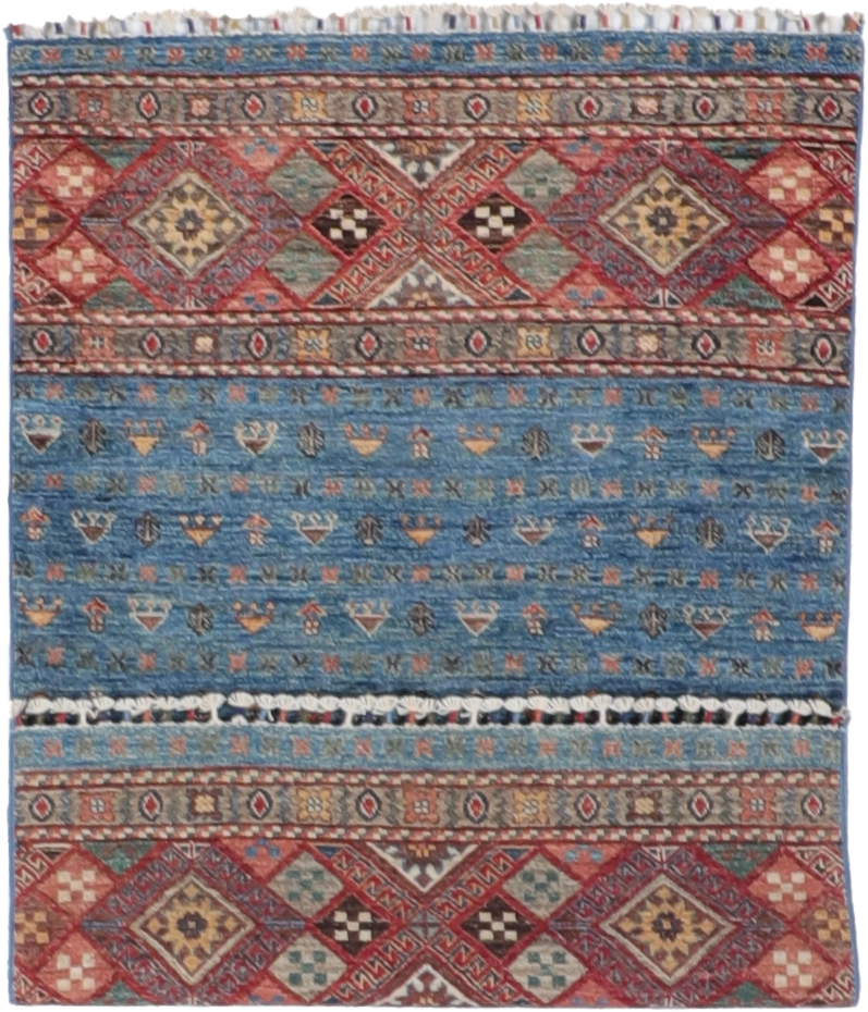 W 3.3 L 5 Baluch 100% Wool Hand-Woven All-Over Design - 65584