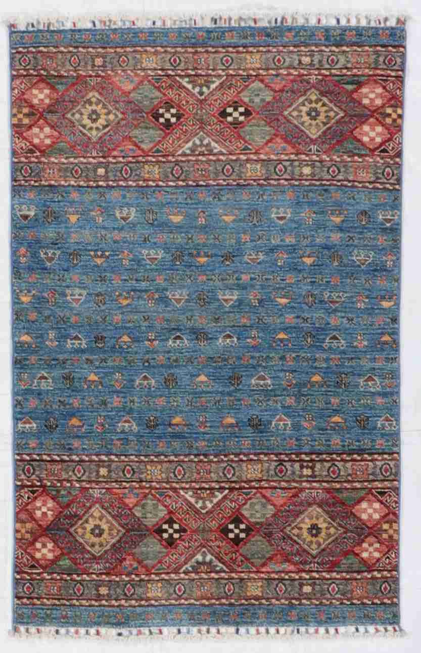 W 3.3 - L 5 - Baluch Wool All Over Rectangle - Finest Hand-Knotted Quality Wool - 65584