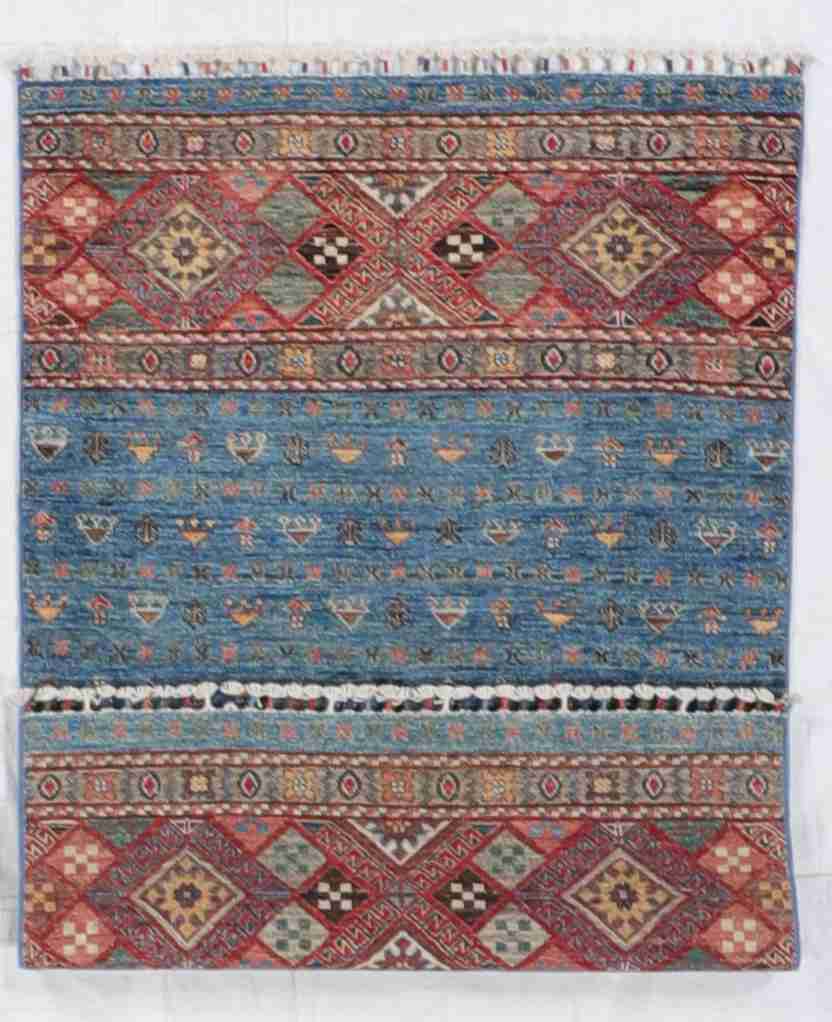 W 3.3 - L 5 - Baluch Wool All Over Rectangle - Finest Hand-Knotted Quality Wool - 65584