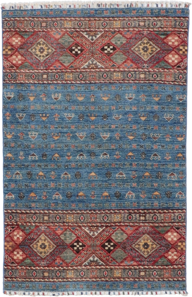 W 3.3 L 5 Baluch 100% Wool Hand-Woven All-Over Design - 65584