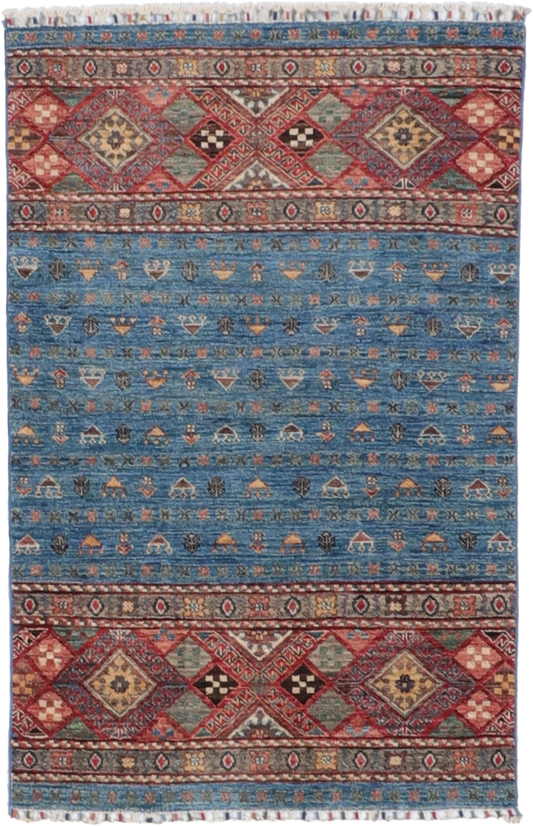 W 3.3 L 5 Baluch 100% Wool Hand-Woven All-Over Design - 65584