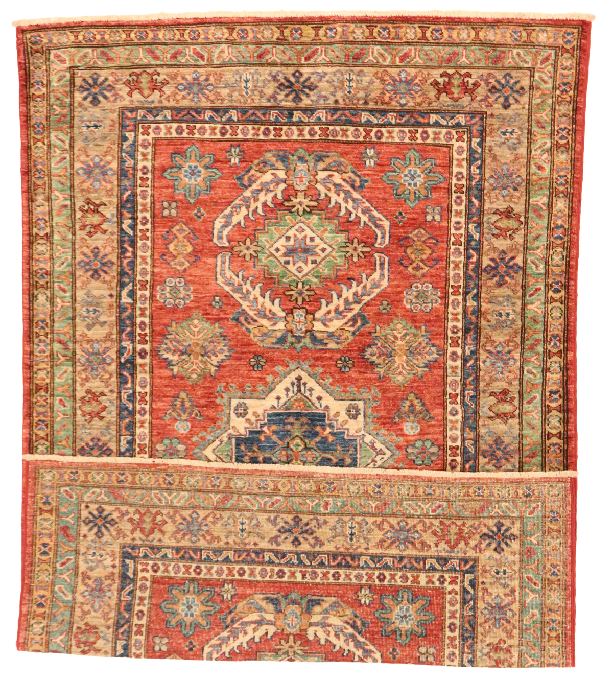 W 4 L 6.1 Heriz 100% Wool Hand-Woven Geometric Design - 65603