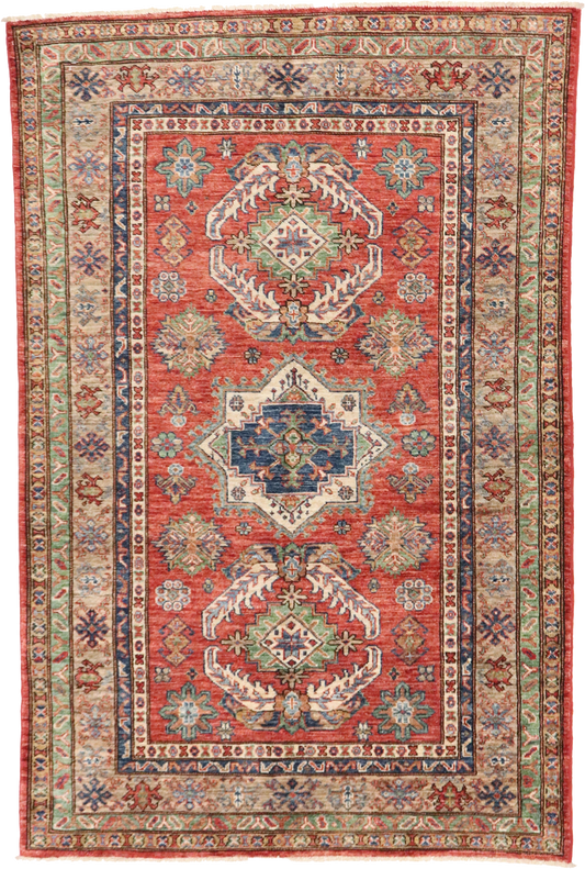 W 4 L 6.1 Heriz 100% Wool Hand-Woven Geometric Design - 65603
