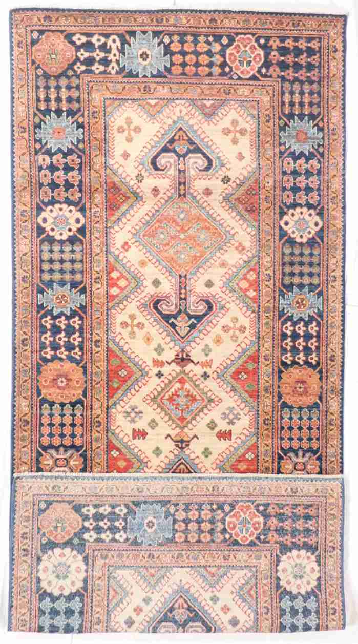 W 4.1 - L 9.6 - Sarab Fine/Wool All Over Rectangle - Finest Hand-Knotted Quality Wool - 65610