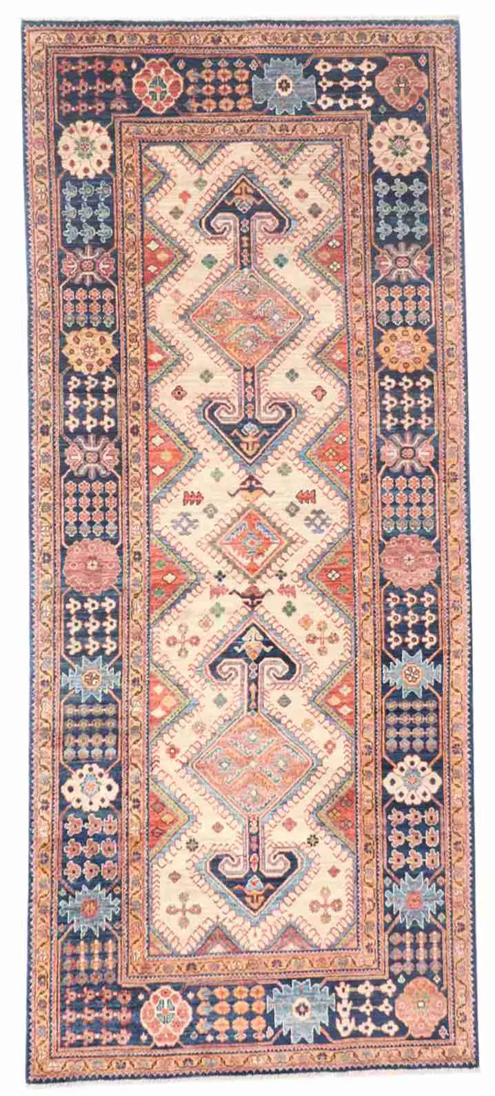 W 4 - L 9.6 - Sarab Fine/Wool All Over Rectangle - Finest Hand-Knotted Quality Wool - 65611