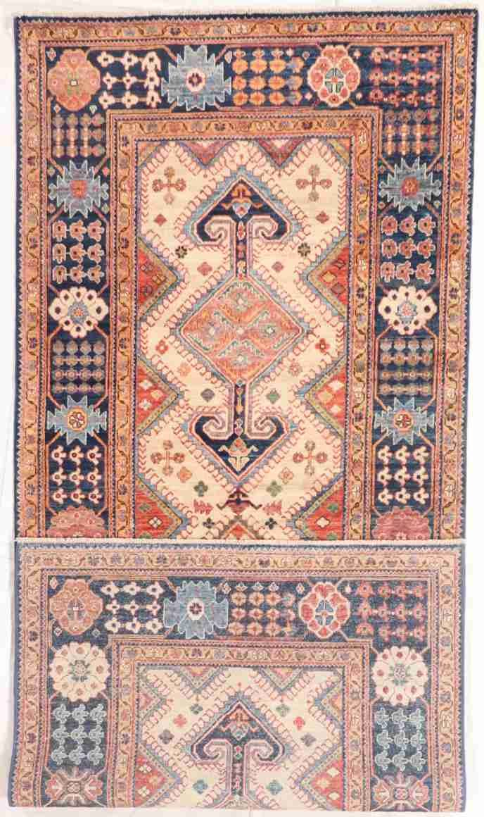 W 4 - L 9.6 - Sarab Fine/Wool All Over Rectangle - Finest Hand-Knotted Quality Wool - 65611