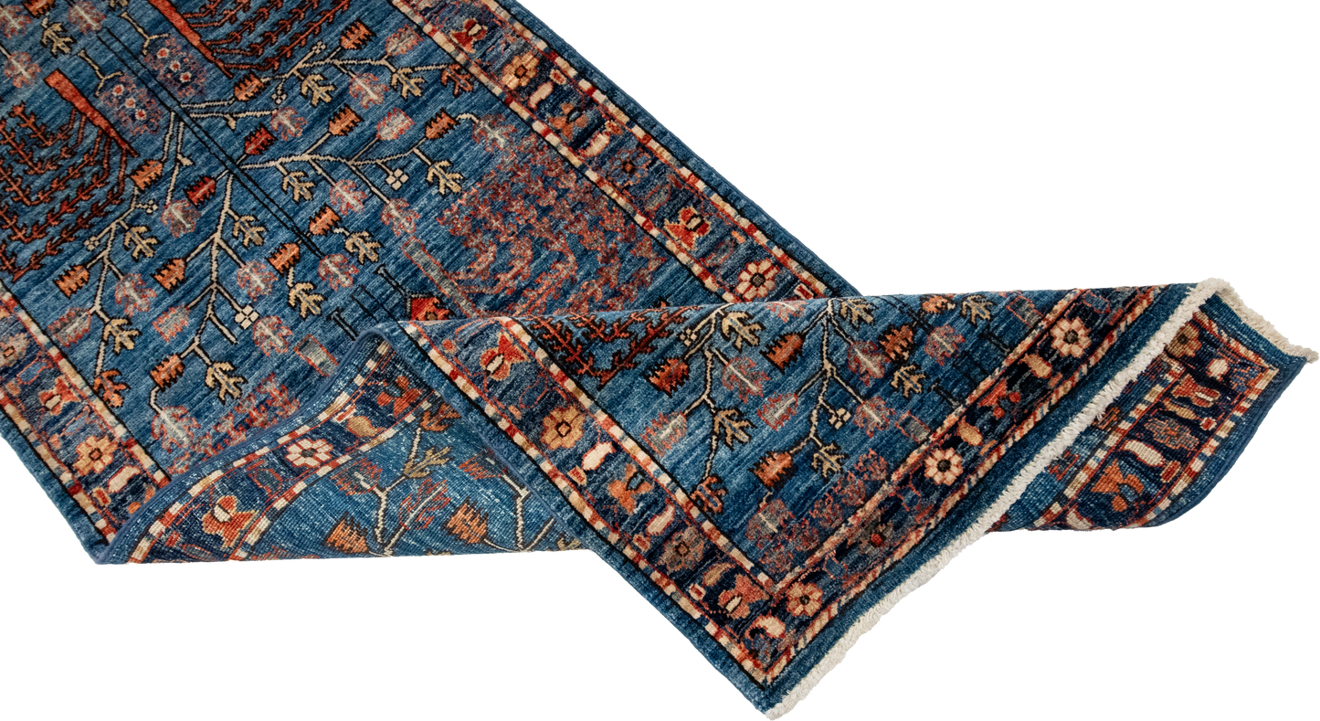 W 2.8 L 9.9 Tree of Life Runner 100% Wool Hand-Woven All-Over Design - 65620