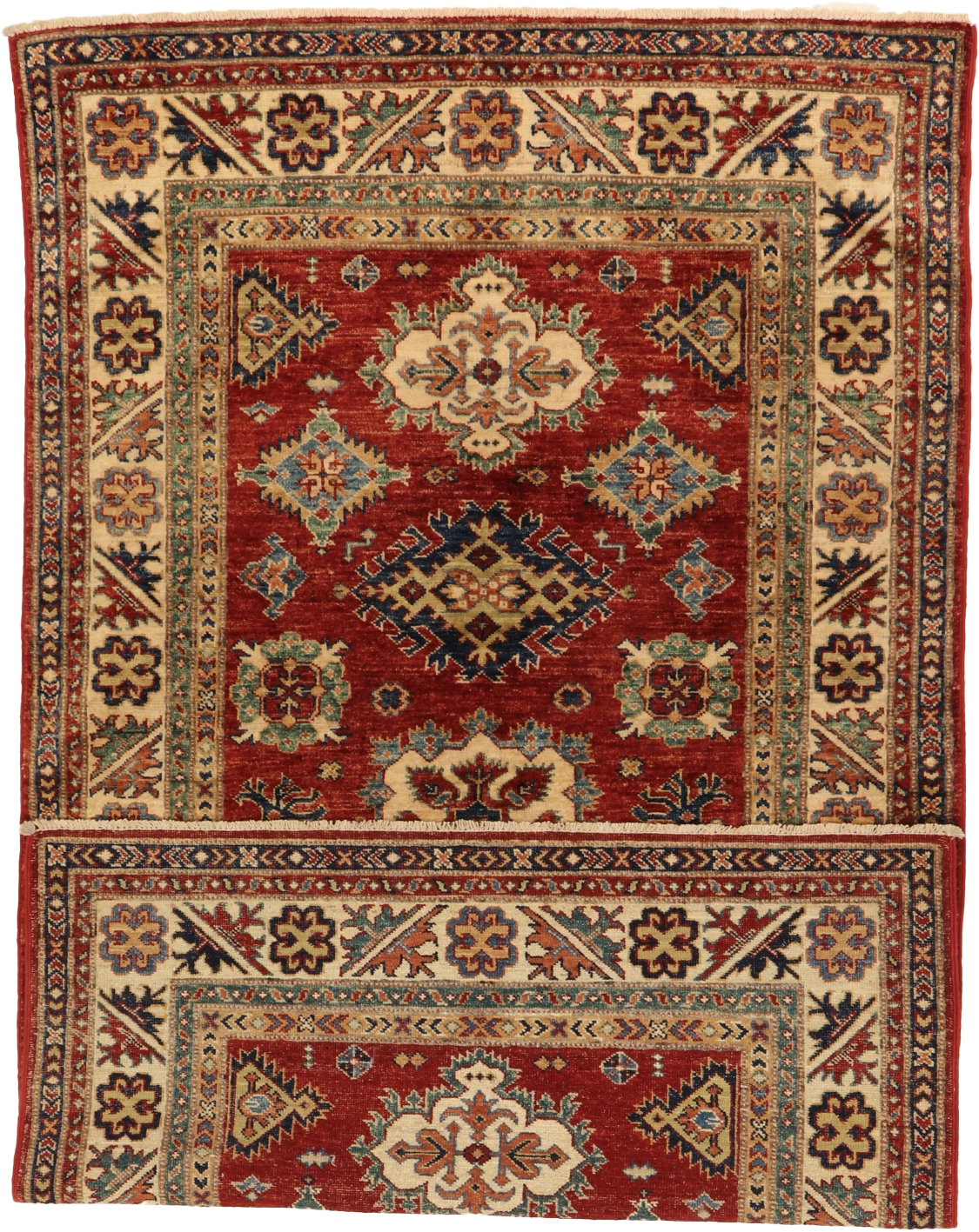 W 3.10 L 6.6 Karajeh 100% Wool Hand-Woven Geometric Design - 65633