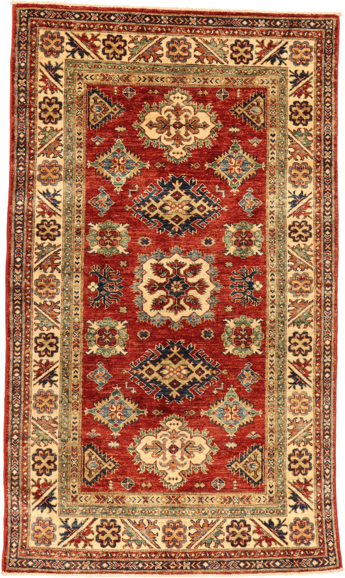 W 3.10 L 6.6 Karajeh 100% Wool Hand-Woven Geometric Design - 65633