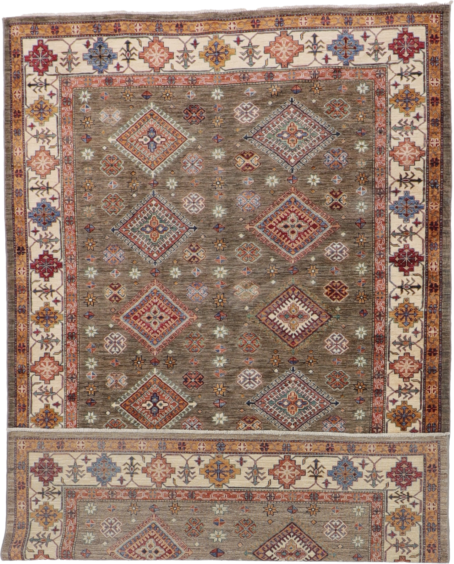 W 6.5 - L 9.9 - Karageh Wool Transitional Rectangle - Finest Hand-Knotted Quality Wool - 65634