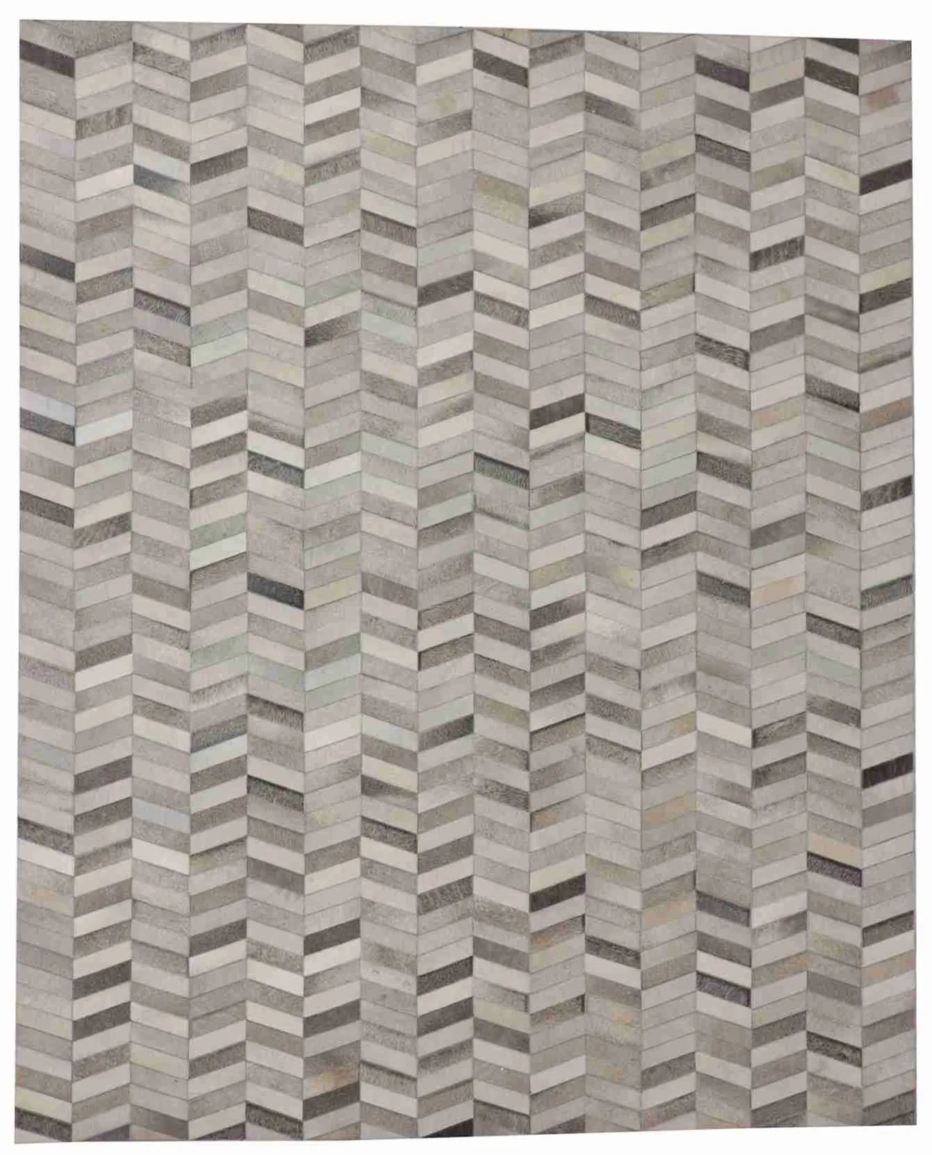 8 x 10 - Cowhide Leather Contemporary Rectangle - Finest Hand-Knotted Quality Wool — 65660