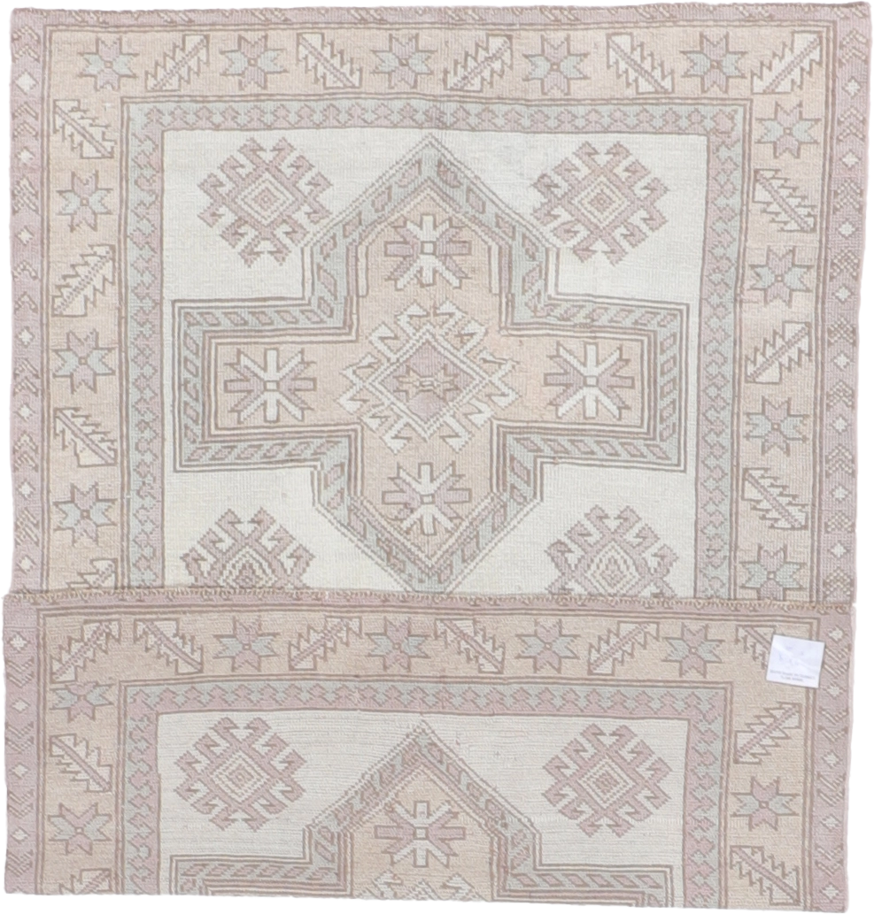 W 4.1 L 5.10 Oushak 100% Wool Hand-Woven Geometric Design - 65676