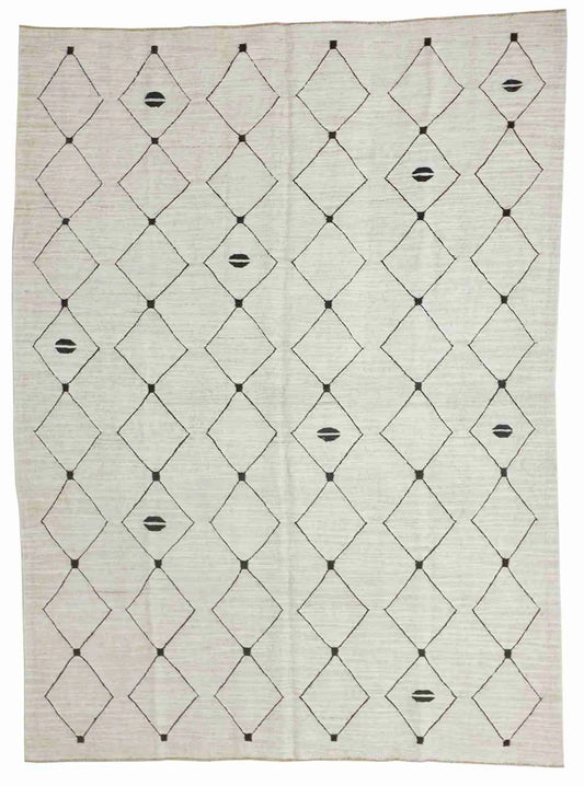 W 7.10 - L 10.8 - Modern Wool Contemporary Rectangle - Finest Hand-Knotted Quality Wool - 65737