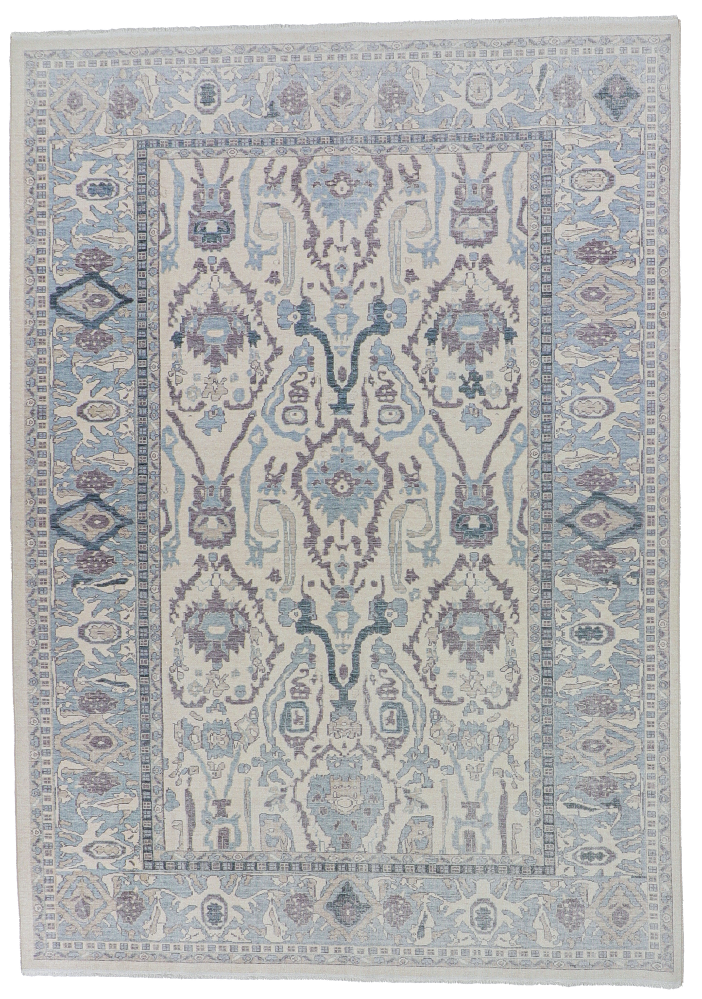 W 8.6 - L 12 - Oushak Wool Transitional Rectangle - Hand Woven Rug - 65741