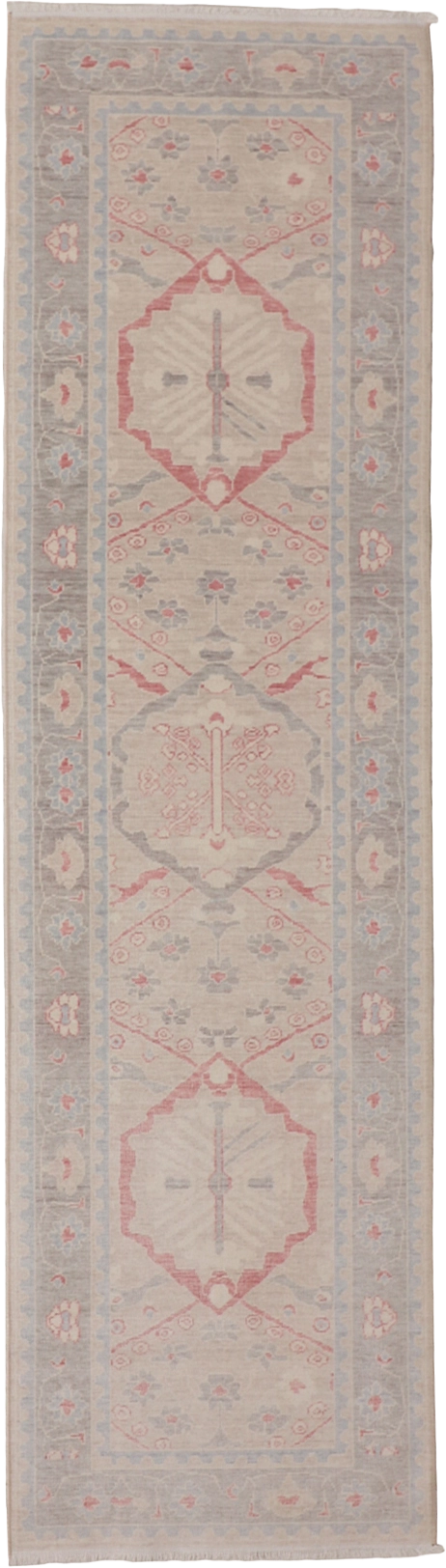 W 2.9 L 10 Oushak Runner 100% Wool Hand-Woven All-Over Design - 65743