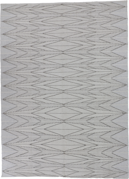 W 9 L 12 Kilim 100% Wool Hand-Woven Scandinavian Design - 65909