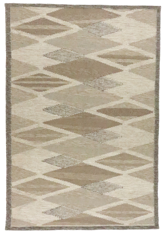 W 5 L 7 Kilim 100% Wool Hand-Woven Scandinavian Design - 65920