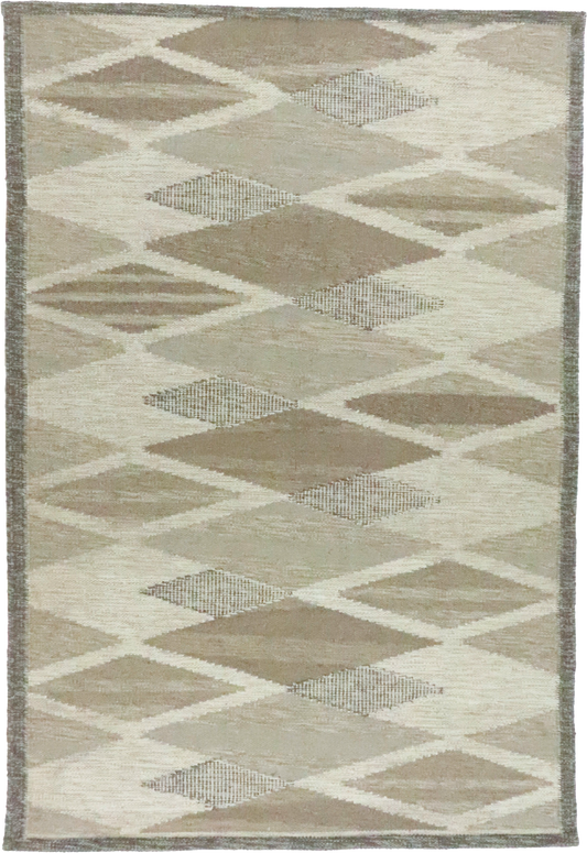 W 5 L 7 Kilim 100% Wool Hand-Woven Scandinavian Design - 65920