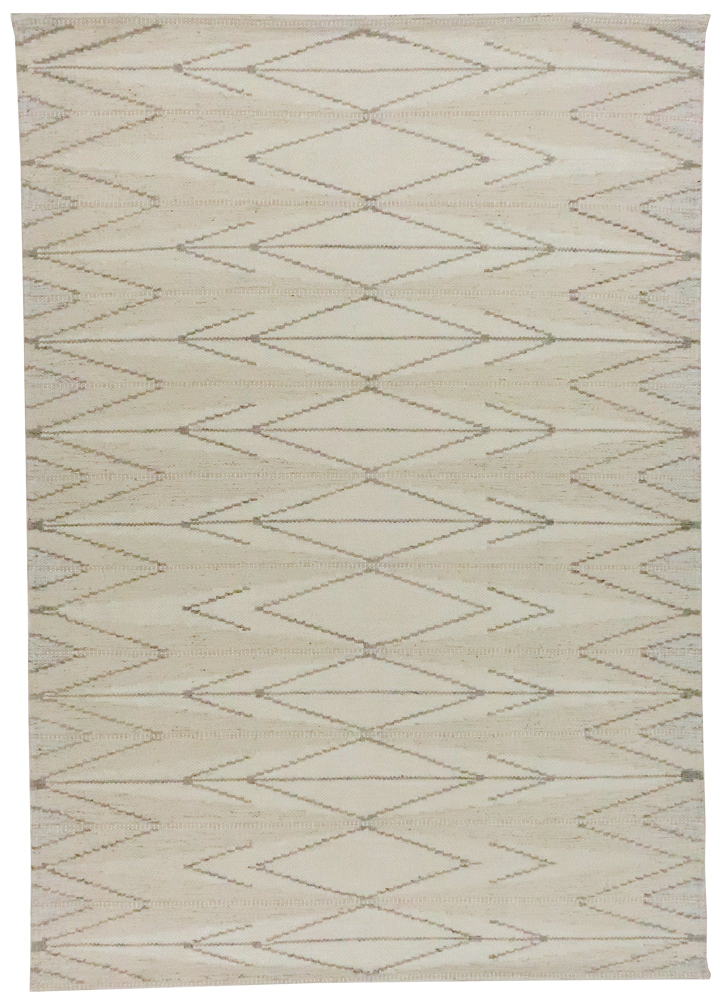 W 5 L 7 Kilim Scandinavian 100% Wool Hand-Woven All-Over Design - 65922