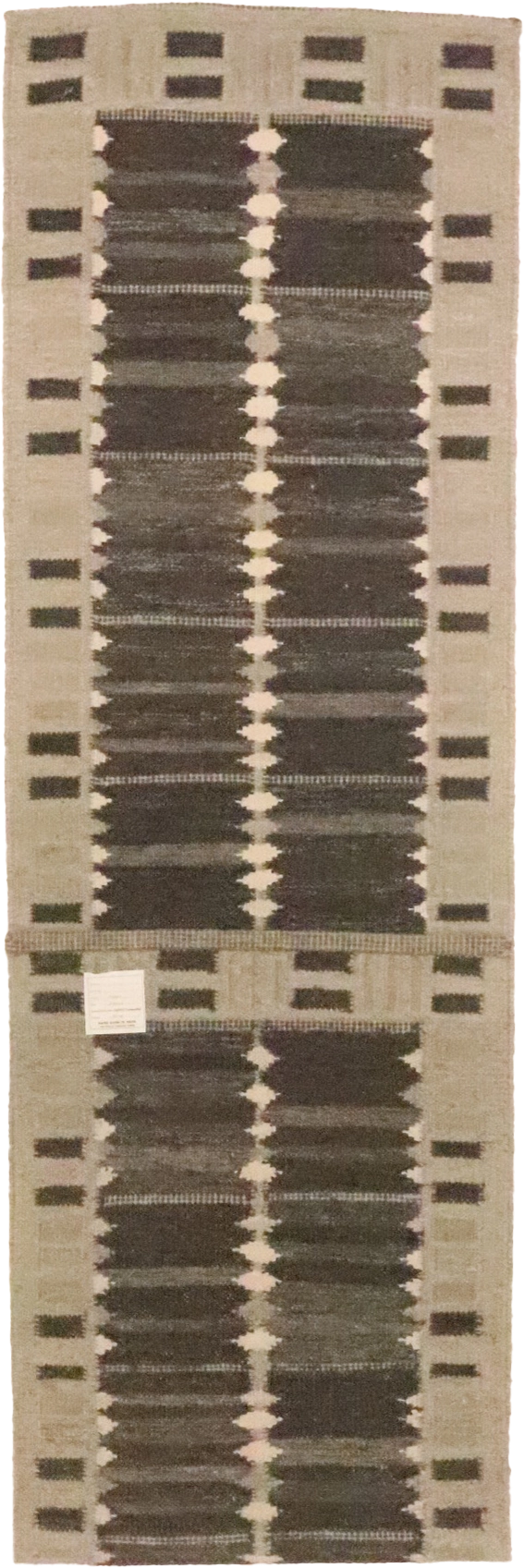W 2.7 L 12 Kilim Runner 100% Wool Hand-Woven Scandinavian Design - 65929