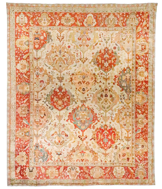 W 13.6 L 16.3 Oushak 100% Wool Handmade All Over Design - 65942