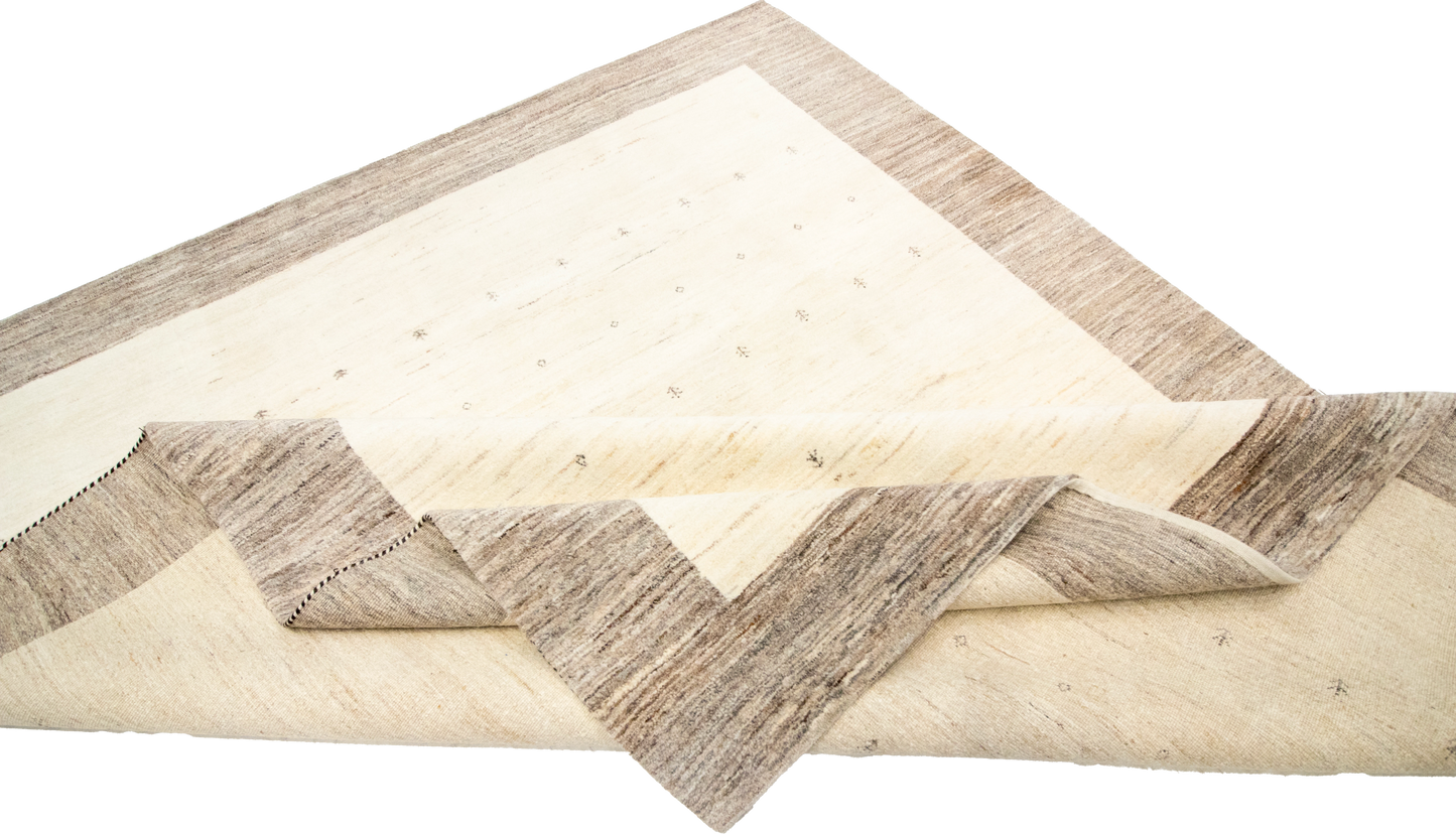 W 8.2 L 9.9 Gabbeh 100% Wool Hand-Woven Contemporary Design - 65960