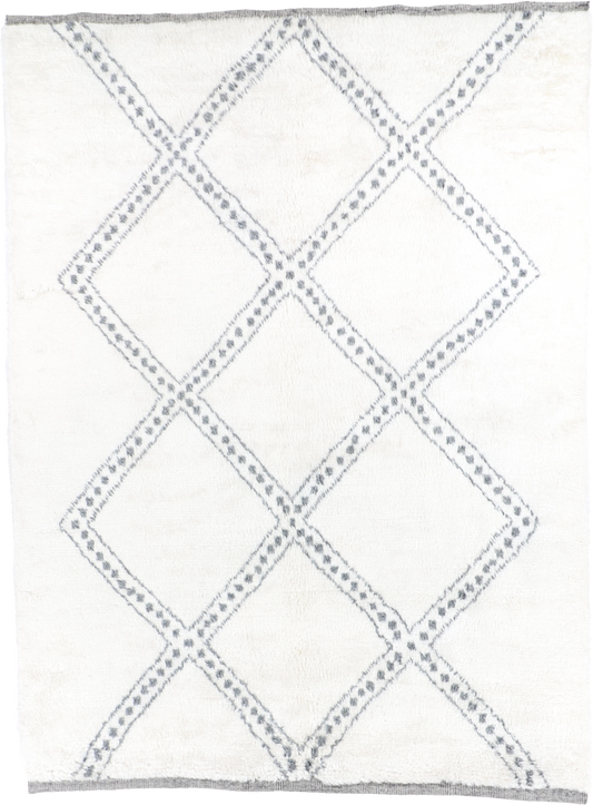 W 8.1 L 12.3 Moroccan 100% Wool Hand-Woven All-Over Design - 65974