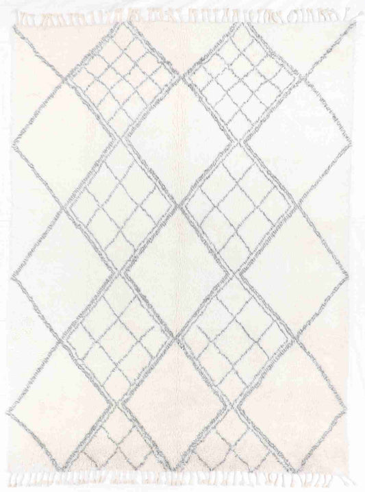 W 9 - L 12 - Moroccan Wool Contemporary Rectangle - Hand Woven Rug - 65975