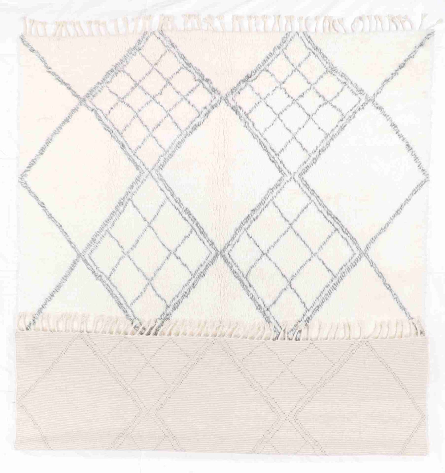W 9 - L 12 - Moroccan Wool Contemporary Rectangle - Hand Woven Rug - 65975