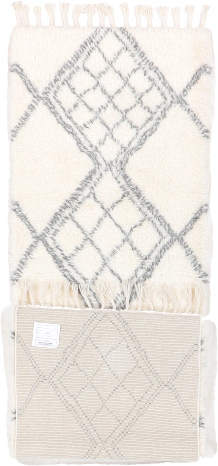 W 2.8 L 8.2 Moroccan Runner 100% Wool Hand-Woven All-Over Design - 65981