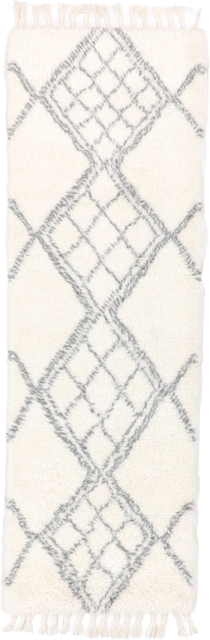 W 2.8 L 8.2 Moroccan Runner 100% Wool Hand-Woven All-Over Design - 65981