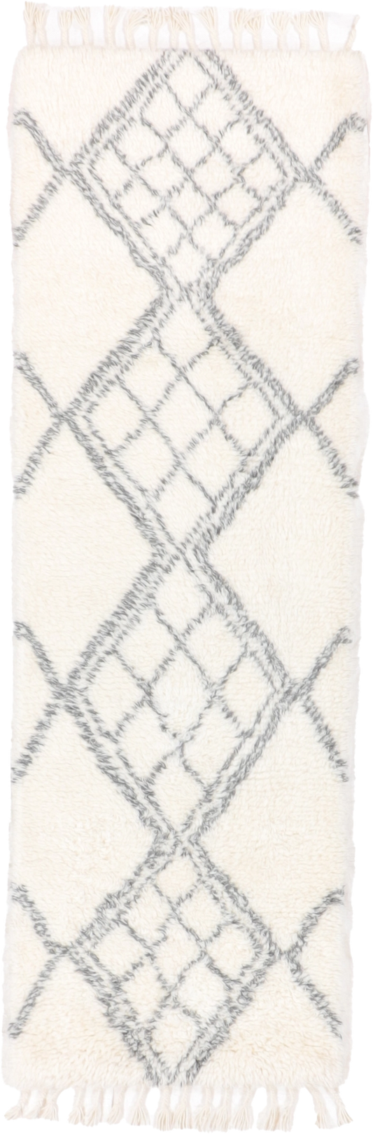 W 2.8 L 8.2 Moroccan Runner 100% Wool Hand-Woven All-Over Design - 65981