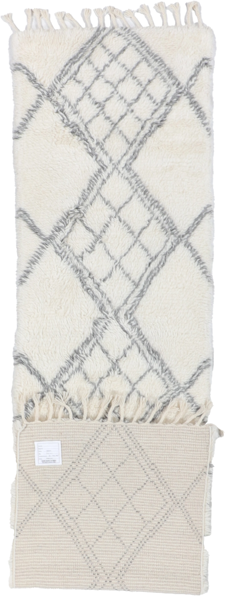 W 2.7 L 10.2 Moroccan Runner 100% Wool Hand-Woven All-Over Design - 65982