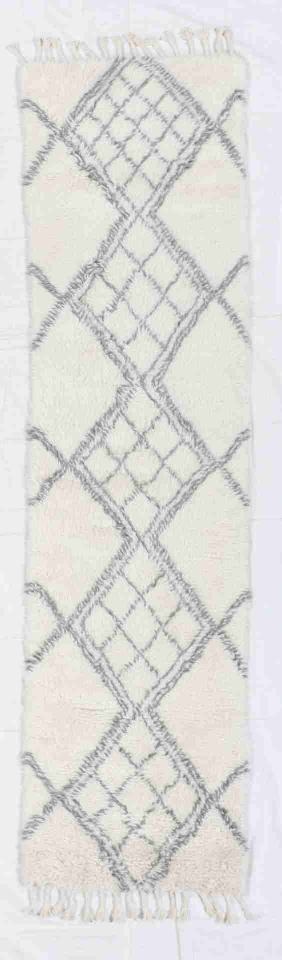 W 2.7 - L 10.2 - Moroccan Fine/Wool All Over Rectangle - Finest Hand-Knotted Quality Wool - 65982